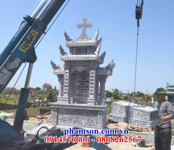 27 Mộ đá ninh bình nghĩa trang khu lăng mồ mả cất giữ để hũ tro hài cốt gia đình dòng họ ông bà bố mẹ ba má công giáo đạo thiên chúa đẹp bán tại Quảng Ngãi
