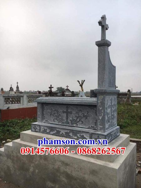 27 Mộ đá thanh hóa nghĩa trang khu lăng mồ mả cất giữ để hũ tro hài cốt gia đình dòng họ ông bà bố mẹ ba má công giáo đạo thiên chúa đẹp bán tại Quảng Ngãi