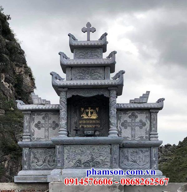 28 Mộ đá ninh bình nghĩa trang khu lăng mồ mả cất giữ để hũ tro hài cốt gia đình dòng họ ông bà bố mẹ ba má công giáo đẹp bán tại Quảng Nam