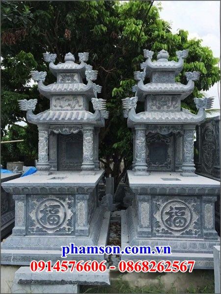 28 Mộ mồ mả gia đình ông bà bố mẹ ba mái cất giữ để hũ tro hài cốt ba mái bằng đá tự nhiên nguyên khối đẹp bán tại Ninh Thuận