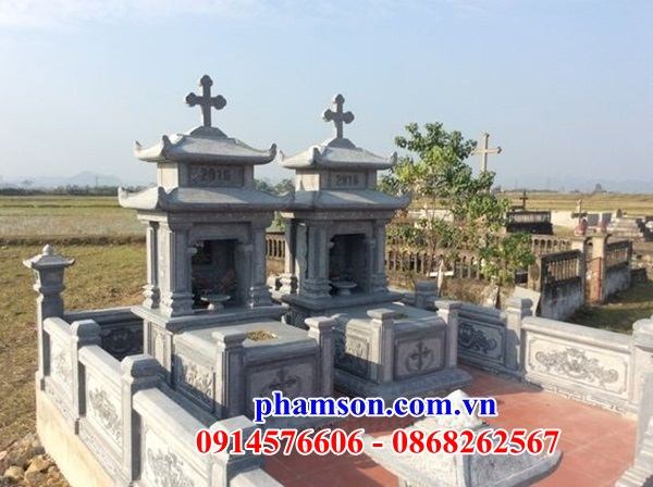 29 Mộ đá ninh bình nghĩa trang khu lăng mồ mả cất giữ để hũ tro hài cốt gia đình dòng họ ông bà bố mẹ ba má công giáo đạo thiên chúa đẹp bán tại Đà Nẵng