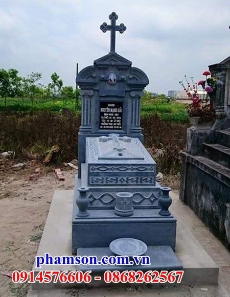 29 Mộ đá tự nhiên nguyên khối nghĩa trang khu lăng mồ mả cất giữ để hũ tro hài cốt gia đình dòng họ ông bà bố mẹ ba má công giáo đạo thiên chúa đẹp bán tại Đà Nẵng