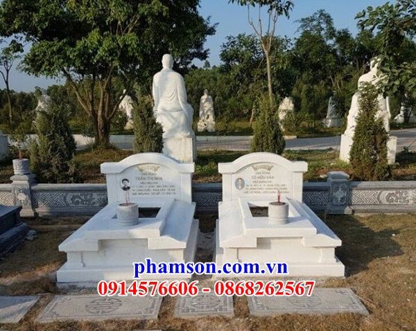 31 Mộ mồ mả bằng đá trắng nguyên liên khối cao cấp hiện đại đơn gian không mái tam ba năm cấp đẹp bán tại Khánh Hòa