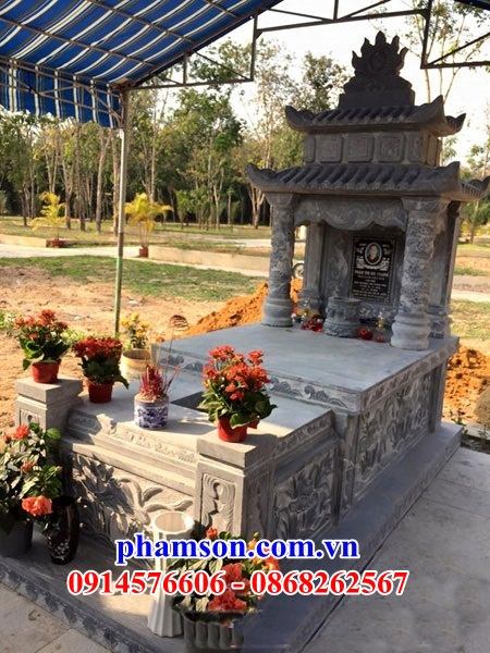 31 Mộ mồ mả đá thanh hóa hai mái gia đình dòng họ ông bà bố mẹ đẹp bán tại Điện Biên