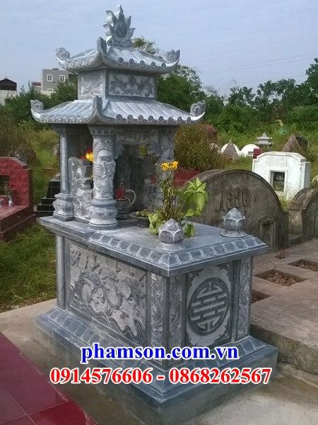 31 Mộ mồ mả đá xanh hai mái gia đình dòng họ ông bà bố mẹ đẹp bán tại Điện Biên