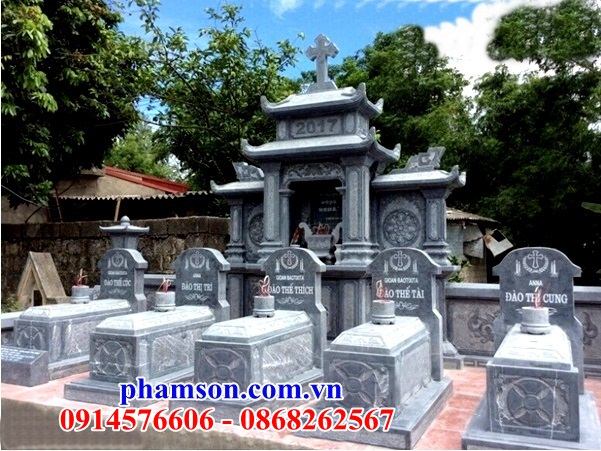 34 Mộ đá khu lăng nghĩa trang cất giữ để hũ tro hài cốt gia đình dòng họ ông bà bố mẹ ba má công giáo đạo thiên chúa đẹp bán tại Nghệ An
