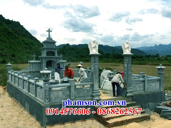 34 Mộ đá ninh bình khu lăng nghĩa trang cất giữ để hũ tro hài cốt gia đình dòng họ ông bà bố mẹ ba má công giáo đạo thiên chúa đẹp bán tại Nghệ An