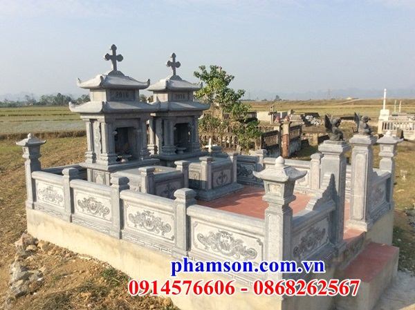 34 Mộ đá xanh khu lăng nghĩa trang cất giữ để hũ tro hài cốt gia đình dòng họ ông bà bố mẹ ba má công giáo đạo thiên chúa đẹp bán tại Nghệ An