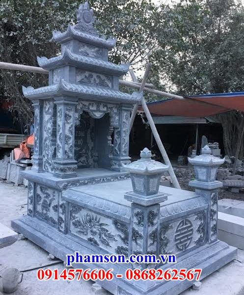 34 Mộ mồ mả cất giữ để hũ hộp tro hài cốt gia đình dòng họ ông bà mẹ ba mái bằng đá đẹp bán tại Lâm Đồng