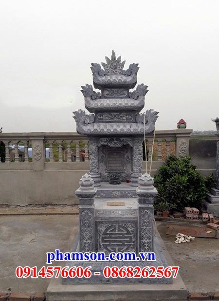34 Mộ mồ mả cất giữ để hũ hộp tro hài cốt gia đình dòng họ ông bà mẹ ba mái bằng đá thanh hóa đẹp bán tại Lâm Đồng