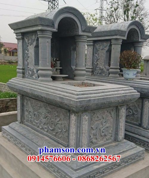 34 Mộ mồ mả một mái bằng đá xanh cất giữ để đựng hũ hộp tro hài cốt gia đình dòng họ ông bà bố mẹ đẹp bán tại Tây Ninh