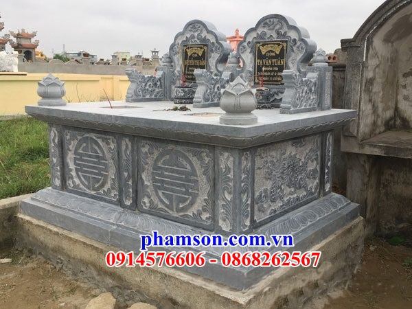 37 Mẫu mộ mồ mả đá tự nhiên nguyên khối đôi hai ba ngôi liền nhau cất giữ để đựng hũ hộp tro hài cốt gia đình dòng họ ông bà bố mẹ ba má đẹp bán tại Phú Yên