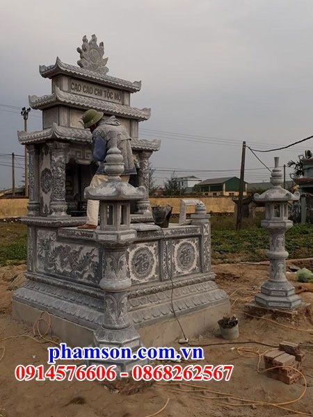 37 Mẫu mộ mồ mả đá xanh đôi hai ba ngôi liền nhau cất giữ để đựng hũ hộp tro hài cốt gia đình dòng họ ông bà bố mẹ ba má đẹp bán tại Phú Yên