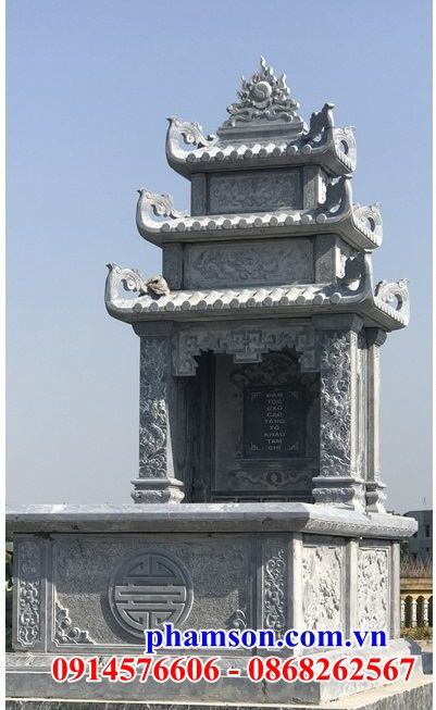 38 Mộ mồ mả cất giữ để hũ hộp đựng tro hài cốt gia đình ông bà bố mẹ má ba mái bằng đá thanh hóa đẹp bán tại Bình Phước