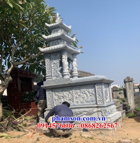 40 Mẫu mộ mồ mả cất giữ để hũ hộp tro hài cốt gia đình dòng họ ông bà bố mẹ má ba mái bằng đá thanh hóa đẹp bán tại Tây Ninh