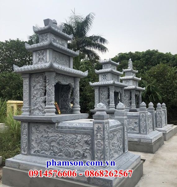 40 Mẫu mộ mồ mả cất giữ để hũ hộp tro hài cốt gia đình dòng họ ông bà bố mẹ má ba mái bằng đá xanh đẹp bán tại Tây Ninh