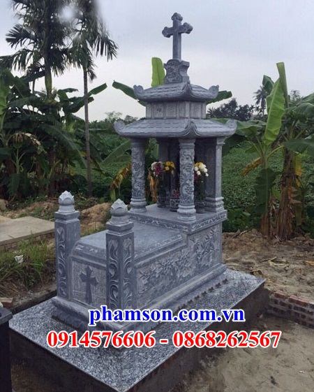 40 Mộ đá ninh bình nghĩa trang khu lăng mồ mả cất giữ để hũ tro hài cốt gia đình dòng họ ông bà bố mẹ ba má công giáo đạo thiên chúa đẹp bán tại Hà Giang