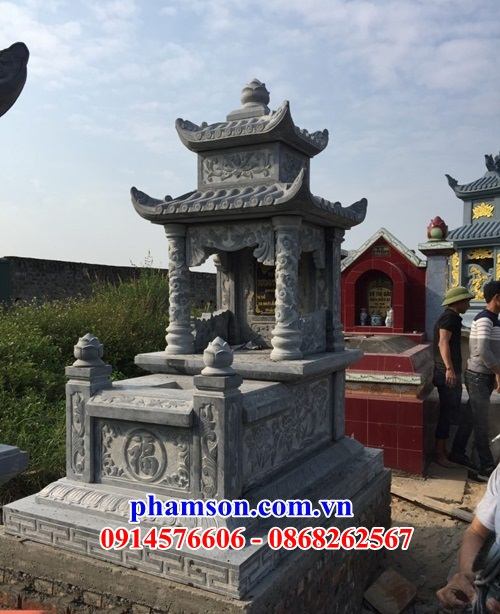 42 Mộ mồ mả đá ninh bình hai mái cất giữ để đựng hũ tro hài cốt gia đình dòng họ ông bà bố mẹ ba má đẹp bán tại Bình Định