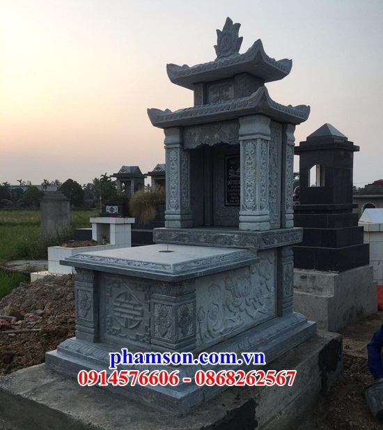 42 Mộ mồ mả đá thanh hóa hai mái cất giữ để đựng hũ tro hài cốt gia đình dòng họ ông bà bố mẹ ba má đẹp bán tại Bình Định