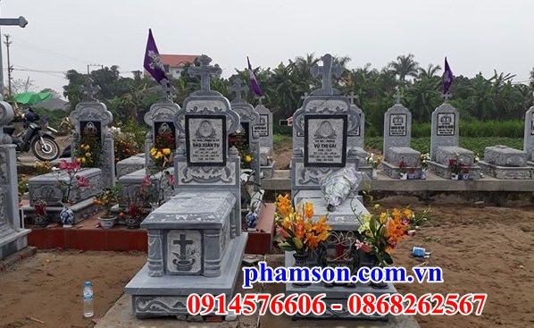 43 Mộ đá nghĩa trang khu lăng mồ mả cất giữ để hũ lọ tro hài cốt gia đình dòng họ ông bà bố mẹ công giáo đạo thiên chúa đẹp bán tại Tuyên Quang