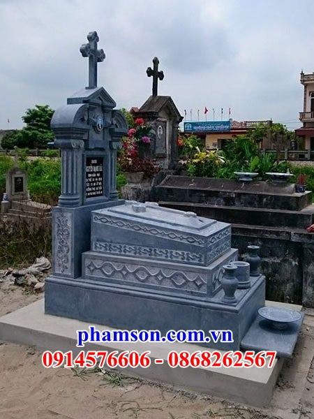43 Mộ đá ninh bình nghĩa trang khu lăng mồ mả cất giữ để hũ lọ tro hài cốt gia đình dòng họ ông bà bố mẹ công giáo đạo thiên chúa đẹp bán tại Tuyên Quang