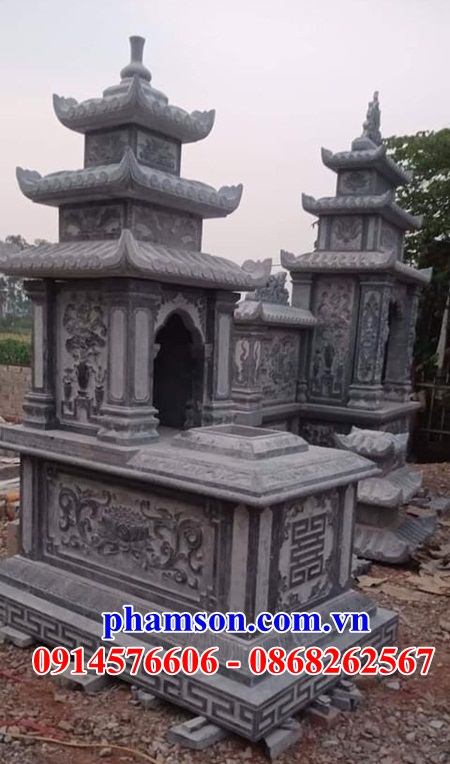 44 Mộ mồ mả cất để giữ hũ hộp đựng tro hài cốt gia đình ông bà bố mẹ má ba mái bằng đá thanh hóa đẹp bán tại Cà Mau