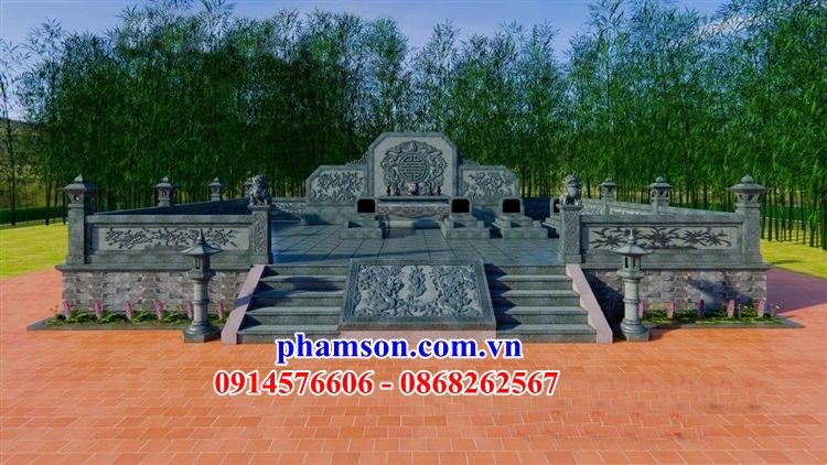 44 Thiết kế phối cảnh 3D khu lăng mộ bằng đá xanh rêu liền khối tại Ninh Thuận