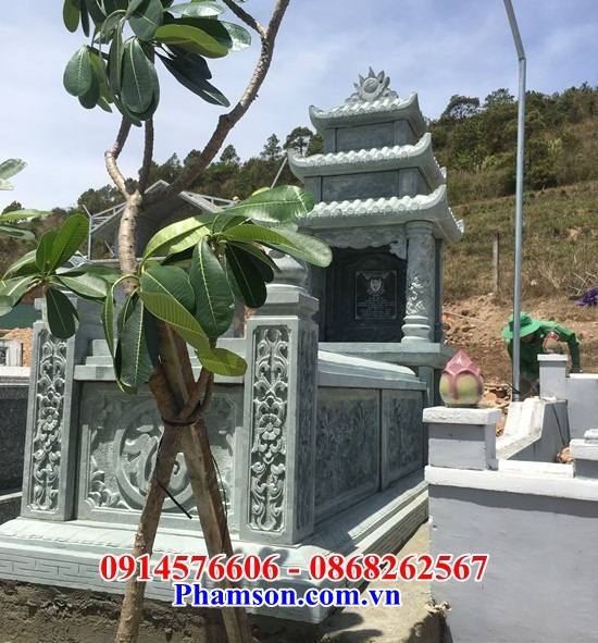 46 Mộ mồ mả cất giữ để hũ tro hài cốt gia đình ông bà bố mẹ má ba mái bằng đá xanh rêu đẹp bán tại Đồng Tháp