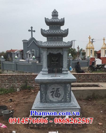 48 Mộ mồ mả cất giữ để hũ hộp đựng tro hài cốt ba mái bằng đá ninh bình đẹp bán tại Kiên Giang