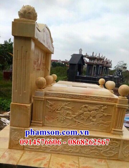 49 Mẫu mộ mồ mả đá vàng đôi hai ba bốn ngôi liền nhau cất giữ để đựng hũ hộp tro hài cốt gia đình dòng họ ông bà bố mẹ đẹp bán tại Bình Phước