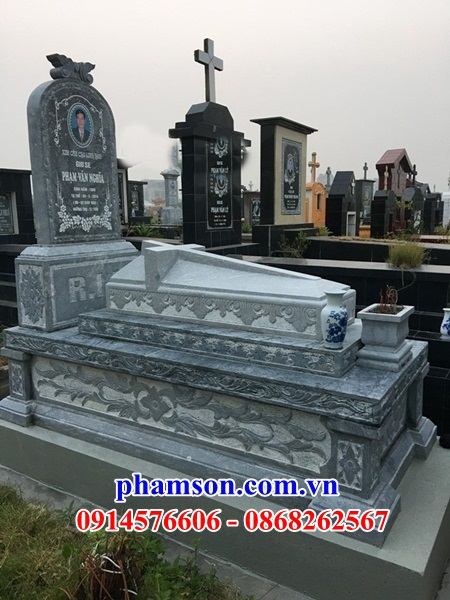 52 Mộ đá nghĩa trang khu lăng mồ mả ông bà bố mẹ công giáo đạo thiên chúa đẹp bán tại Hải Dương