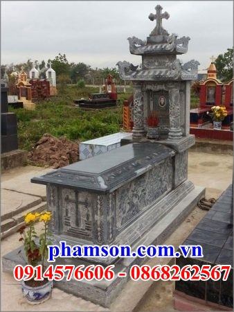 55 Mộ đá tự nhiên nguyên khối nghĩa trang gia khu lăng mồ mả gia đình dòng họ ông bà bố mẹ công giáo đạo thiên chúa đẹp bán tại Lạng Sơn