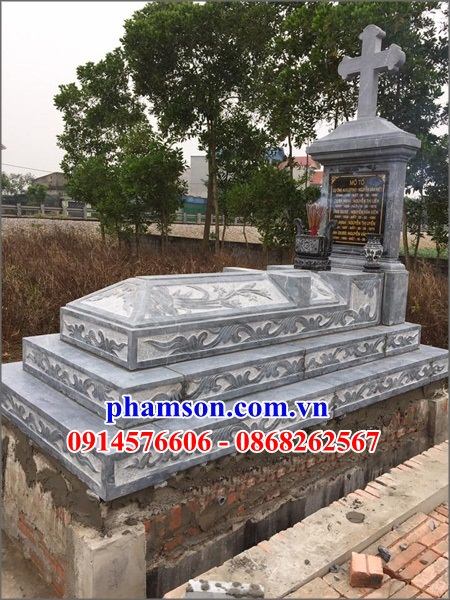 56 Mẫu mộ đá xanh nghĩa trang khu lăng mồ mả gia đình dòng họ ông bà bố mẹ công giáo đạo thiên chúa đẹp bán tại Bắc Ninh