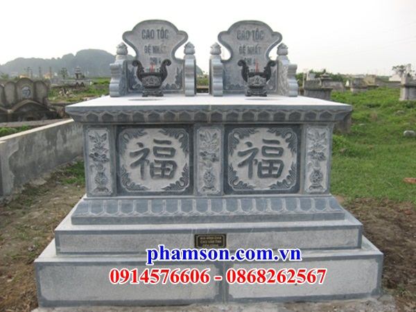 58 Mẫu mộ mồ mả đá xanh đôi hai ba ngôi liền nhau cất giữ để đựng để hũ hộp tro hài cốt gia đình dòng họ ông bà bố mẹ ba má đẹp bán tại Hậu Giang
