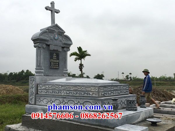 58 Mộ đá tự nhiên nguyên khối nghĩa trang khu lăng mồ mả gia đình dòng họ ông bà bố mẹ công giáo đạo thiên chúa đẹp bán tại Hà Nội