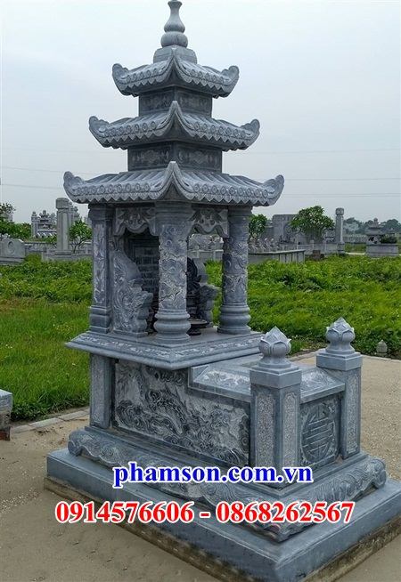 58 Mộ mồ mả cất giữ để đựng hũ hộp đựng tro hài cốt ông bà cha mẹ má ba mái bằng đá xanh đẹp bán tại Hà Nội