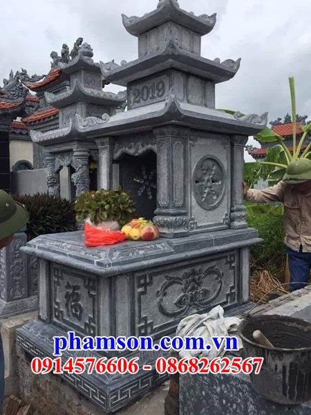 61 Mộ mồ mả cất giữ để hũ tro hài cốt gia đình dòng họ ông bà bố mẹ má ba mái bằng đá ninh bình đẹp bán tại Lạng Sơn