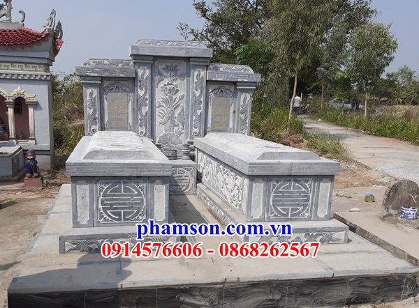 62 Mẫu mộ mồ mả đá tự nhiên nguyên khối đôi hai ba ngôi liền nhau cất giữ để đựng hũ tro hài cốt gia đình dòng họ ông bà bố mẹ ba má đẹp bán tại Tiền Giang