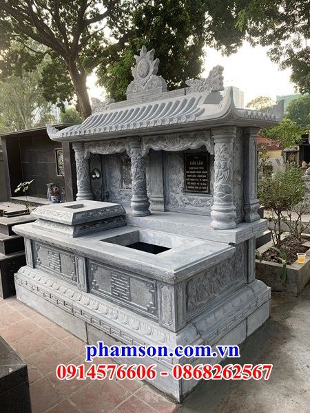 63 Mẫu mộ mồ mả đá xanh đôi hai ba ngôi liền nhau ông bà gia đình bố mẹ dòng họ đẹp bán tại Trà Vinh