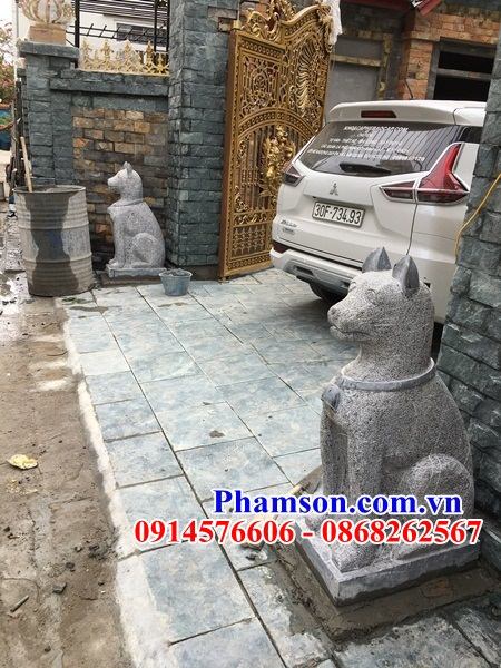 69 Mẫu chó phong thủy trấn yểm canh cổng bằng đá xanh đẹp bán Hà Nội