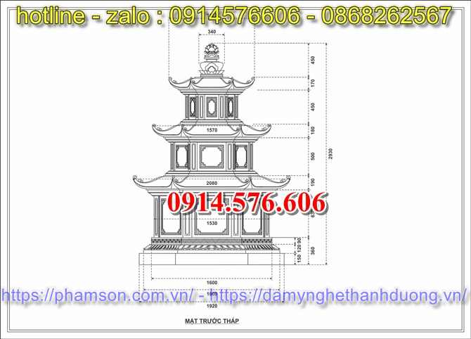 Kích thước bảo tháp bằng đá đẹp giá địa chỉ bán 2024