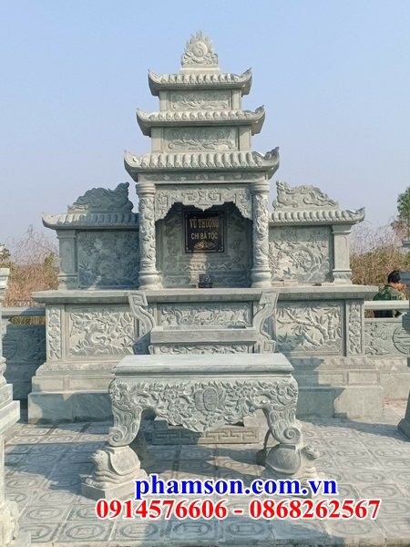Lăng mộ nghĩa trang gia đình bằng đá xanh rêu khối đẹp tại Quảng Bình