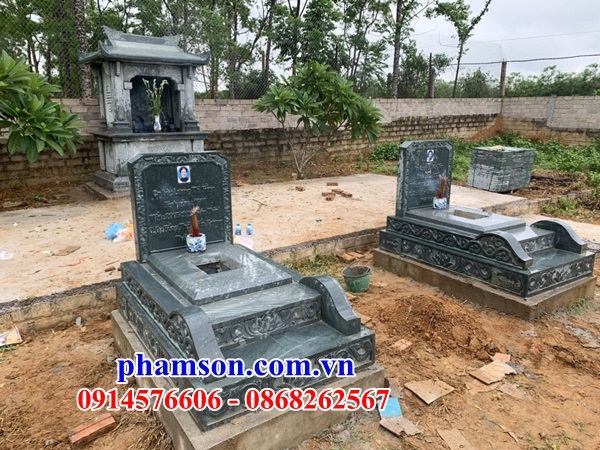 Lăng mộ nghĩa trang gia đình bằng đá xanh rêu liền khối đẹp tại Quảng Bình