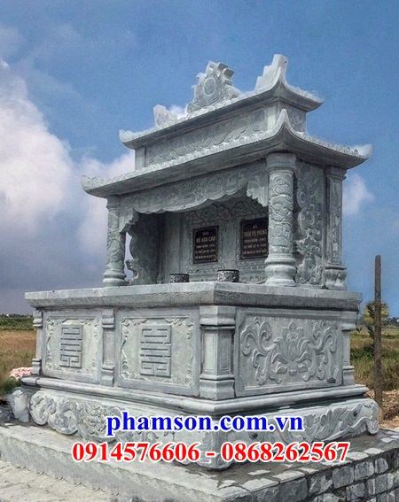 Mẫu khu lăng mộ bằng đá xanh rêu khối tự nhiên cao cấp điêu khắc hoa văn tinh xảo tại Đà Nẵng