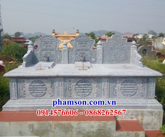 Mẫu khu lăng mộ đôi ba ngôi liền kề khu nghĩa trang gia đình dòng họ bằng đá mỹ nghệ Ninh Bình