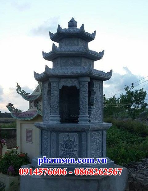 Mẫu lăng mộ ba mái đá xanh Thanh Hóa cất để tro hài cốt hỏa táng đẹp