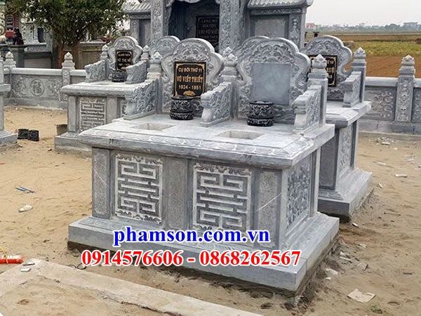 Mẫu mộ đôi gia đình không mái bằng đá mỹ nghệ Ninh Bình đẹp