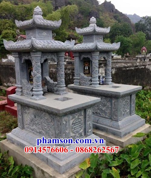 Mẫu mộ đơn giản hai mái bằng đá mỹ nghệ Ninh Bình đẹp