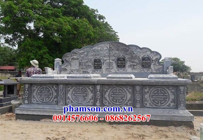 Mẫu mộ lăng đôi bốn ngôi liền kề khu nghĩa trang gia đình bằng đá kích thước chuẩn phong thủy