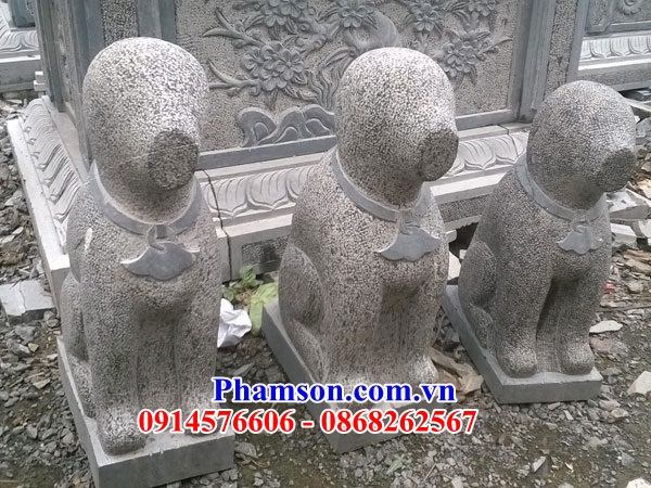 Mẫu tượng chó đá Việt Nam canh cổng trấn yểm theo phong thủy bằng đá bán báo giá toàn quốc đẹp